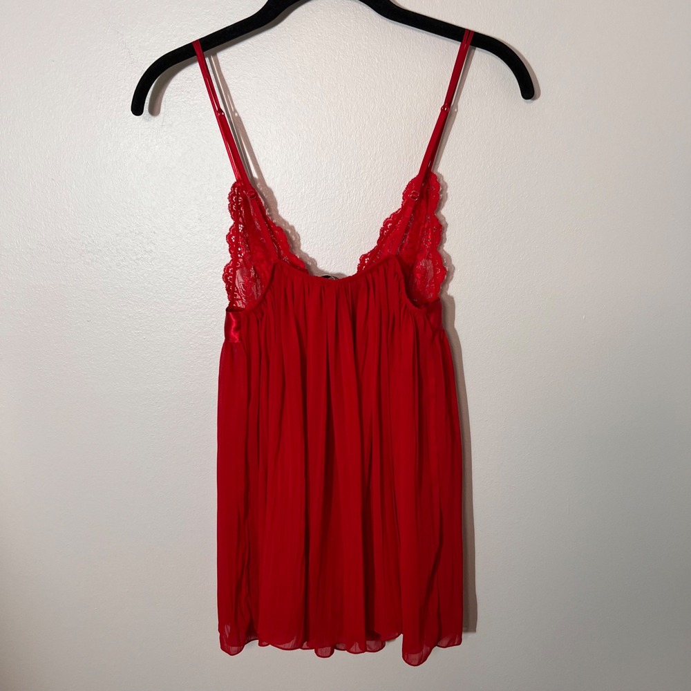 Victorias Secret Very Sexy Lingerie Lace Satin Teddy Sheer Babydoll Top Red XS - Picture 10 of 16